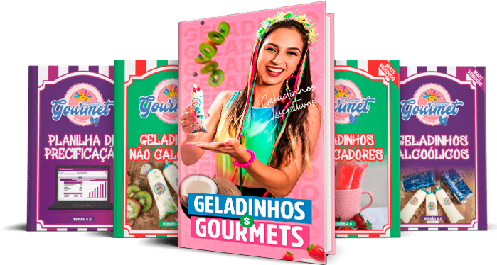 5 capa de livros digitais com diversos geladinhos gourmet